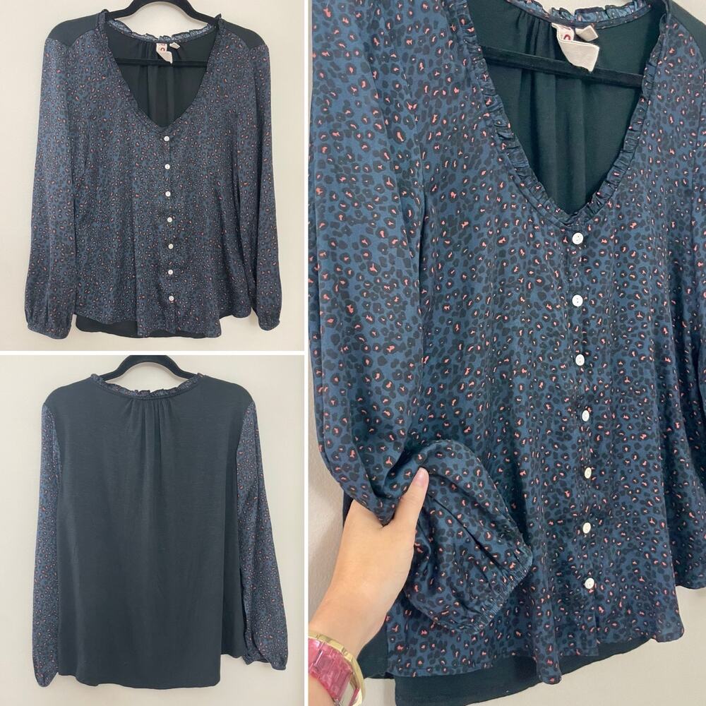 Anthropologie Dolan Funky Animal Print‎ Leopard Teal Swing Top Small